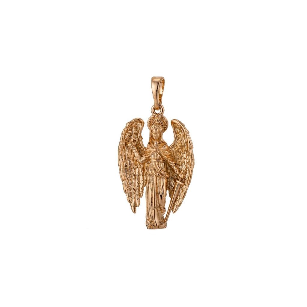 Saint Michael the Archangel Pendant 18k Gold plated St Michael The Archangel Miniature Charm Patron Saint of Soldiers Police H-817 - DLUXCA