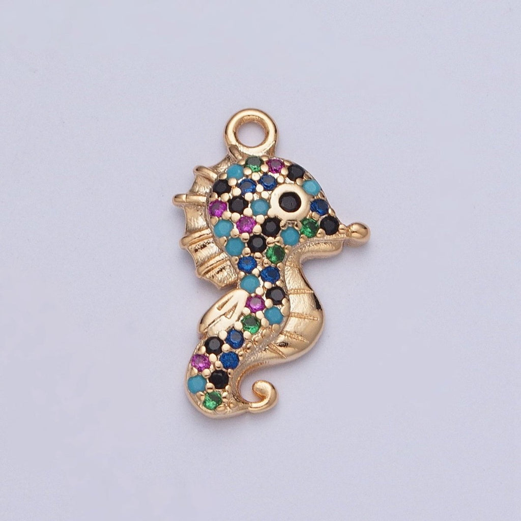 Seahorse Ocean Wildlife Multicolor Micro Paved CZ Charm | X-198 - DLUXCA