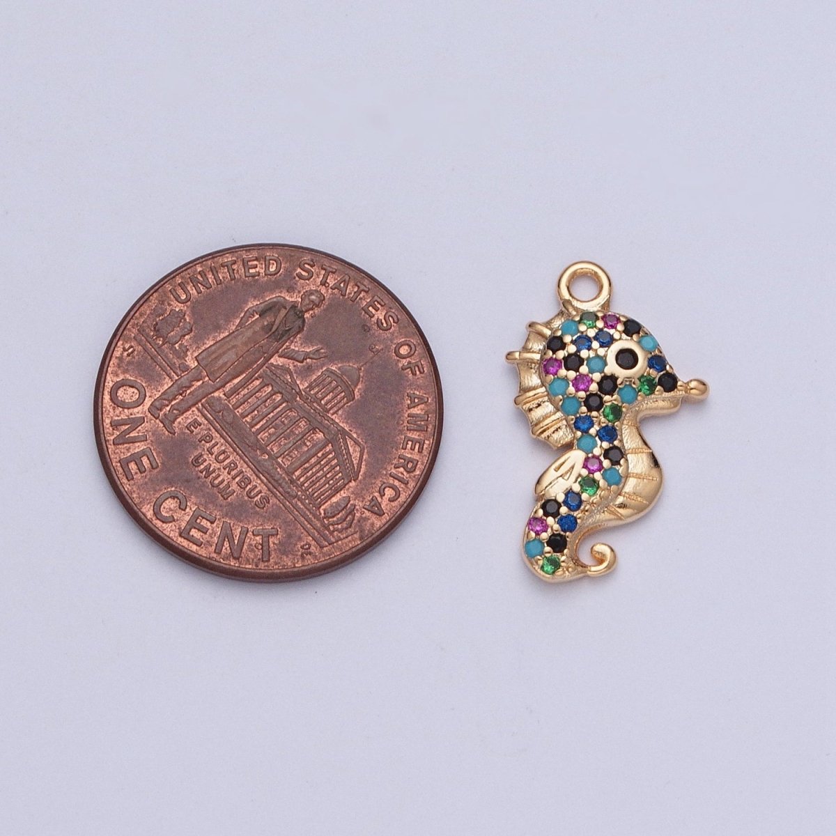 Seahorse Ocean Wildlife Multicolor Micro Paved CZ Charm | X-198 - DLUXCA