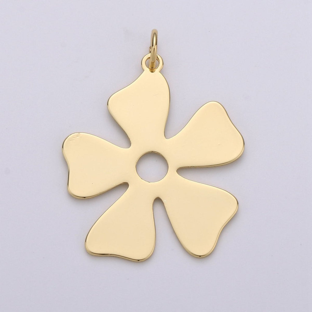 Shamrock Charm 24k Gold plated Shamrock Celtic Four Leaf Clover Lucky Charm, 22x30mm for Necklace Earring Bracelet Jewelry Making D-489 - DLUXCA