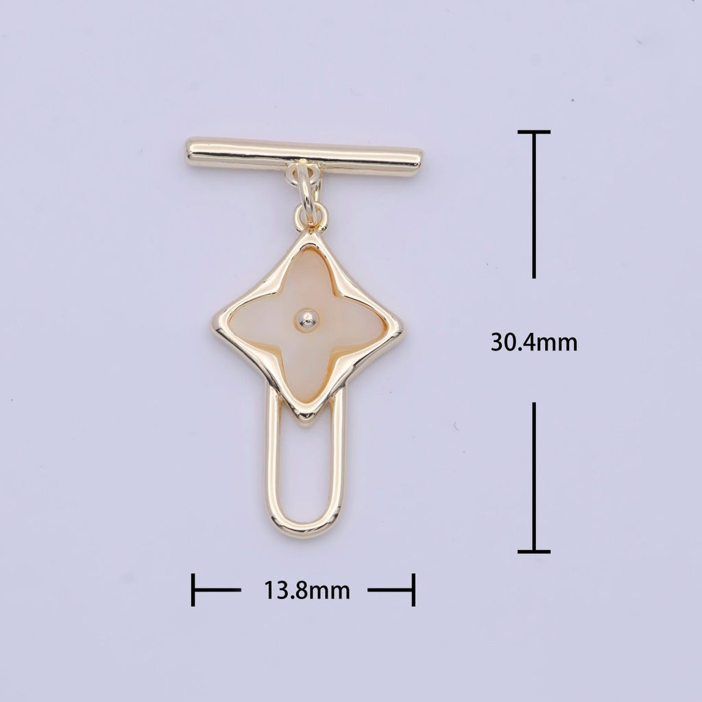 Shell Clover Toggle Clasps Gold Closure Findings Lucky Jewelry Supply L-909 - DLUXCA