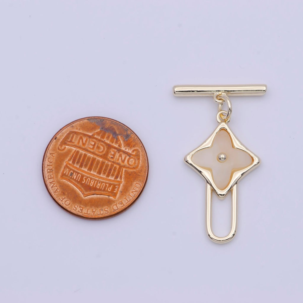 Shell Clover Toggle Clasps Gold Closure Findings Lucky Jewelry Supply L-909 - DLUXCA