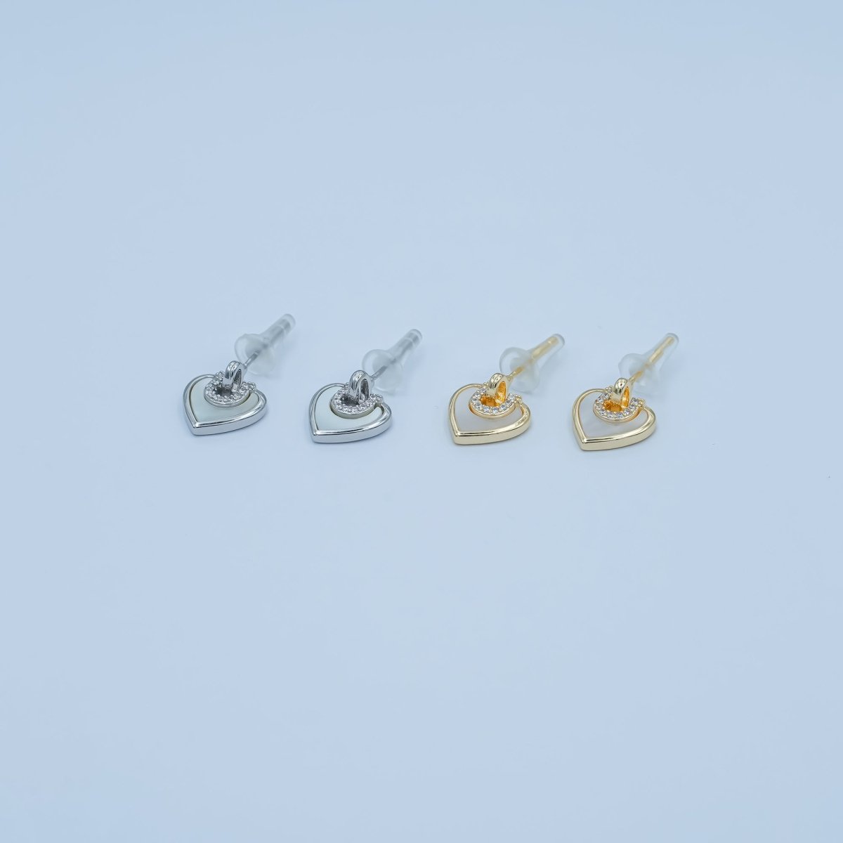 Shell Pearl Heart Drop Stud Earrings in Gold & Silver | AE932 AE963 