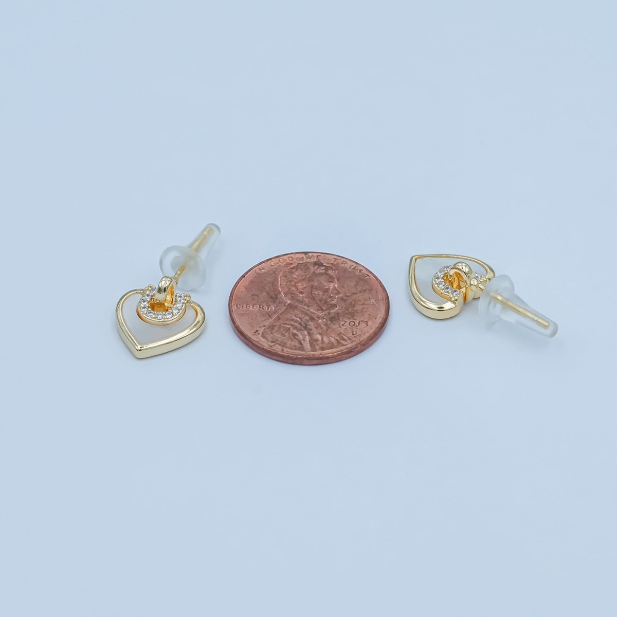 Shell Pearl Heart Drop Stud Earrings in Gold & Silver | AE932 AE963 