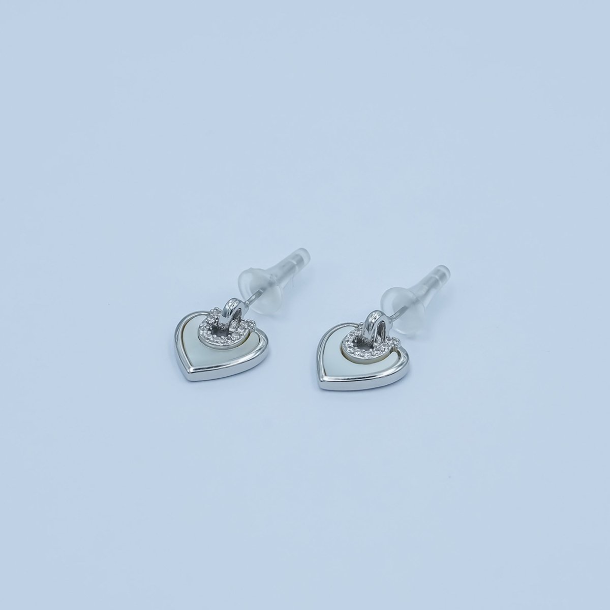 Shell Pearl Heart Drop Stud Earrings in Gold & Silver | AE932 AE963 