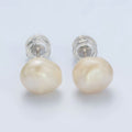 Silver Baroque Freshwater Pearl Stud Earrings Minimalist Wedding Jewelry | Q106 - DLUXCA