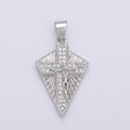 Silver Cross Medallion Charm Necklace Gold Crucifix Pendant for Religious Jewelry Supply I-610 - DLUXCA
