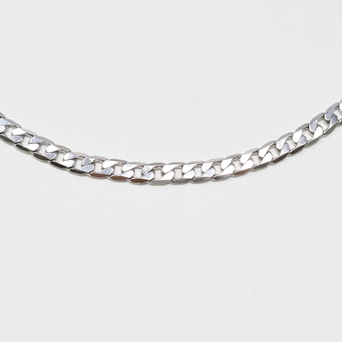 Silver Curb Flat Oval Smooth White gold plated Chain 17.7" inch 3mm Tarnish Resistant Finished Chain for Jewelry Making and Craft Supplies | CN-1010 Clearance Pricing - DLUXCA
