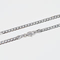 Silver Curb Flat Oval Smooth White gold plated Chain 17.7" inch 3mm Tarnish Resistant Finished Chain for Jewelry Making and Craft Supplies | CN-1010 Clearance Pricing - DLUXCA