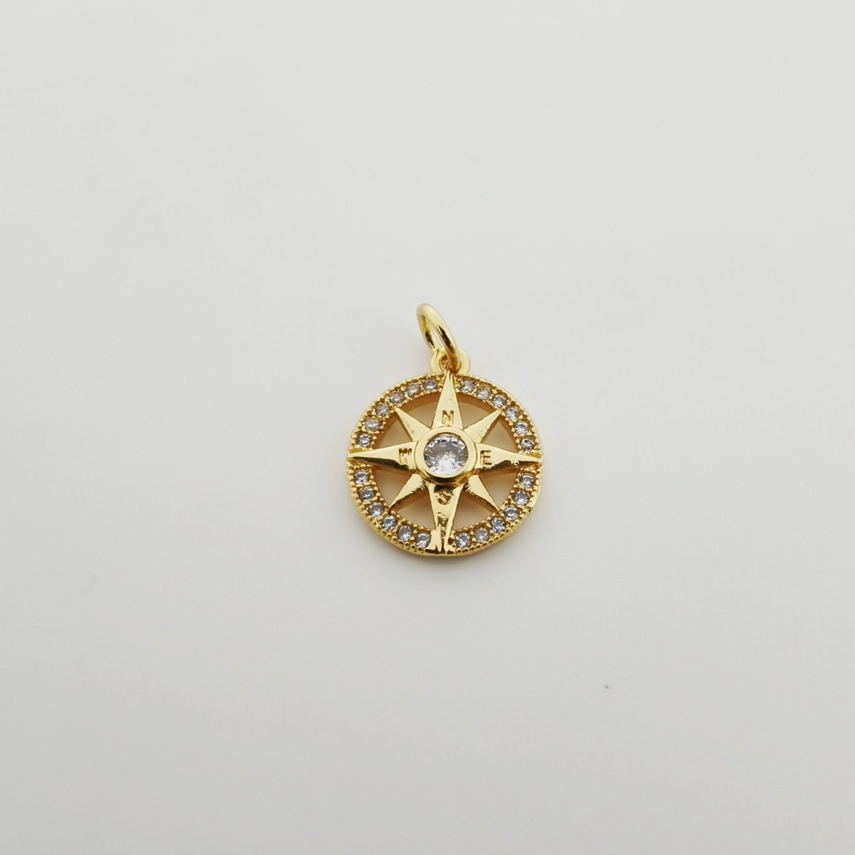 Silver plated Compass charm, Silver Charms, For Charm Bracelets, For Necklace Pendant, Cubic Zirconia Diamond, Gold Charm, Gold Compass D-336 D-337