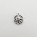 Silver plated Compass charm, Silver Charms, For Charm Bracelets, For Necklace Pendant, Cubic Zirconia Diamond, Gold Charm, Gold Compass D-336 D-337