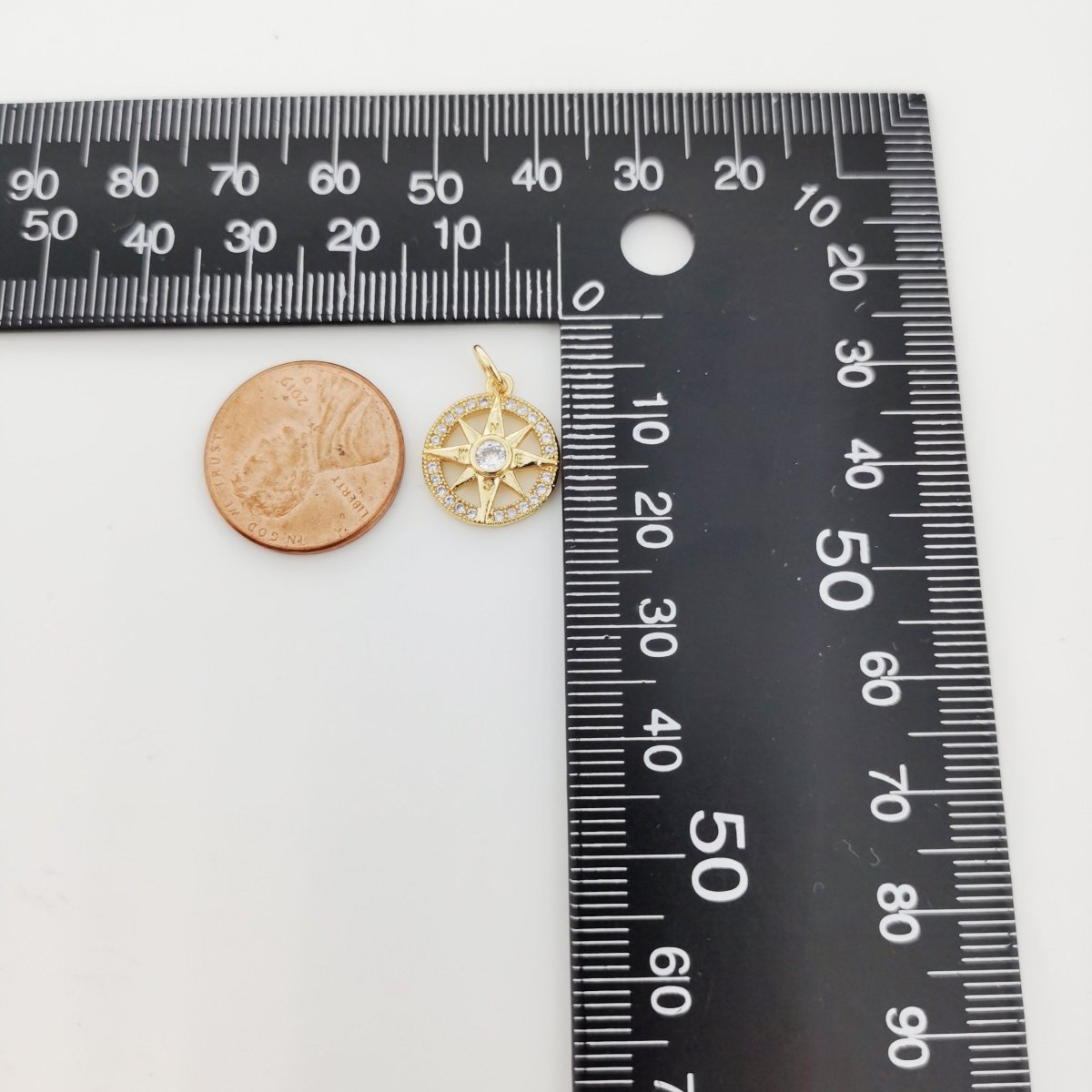 Silver plated Compass charm, Silver Charms, For Charm Bracelets, For Necklace Pendant, Cubic Zirconia Diamond, Gold Charm, Gold Compass D-336 D-337