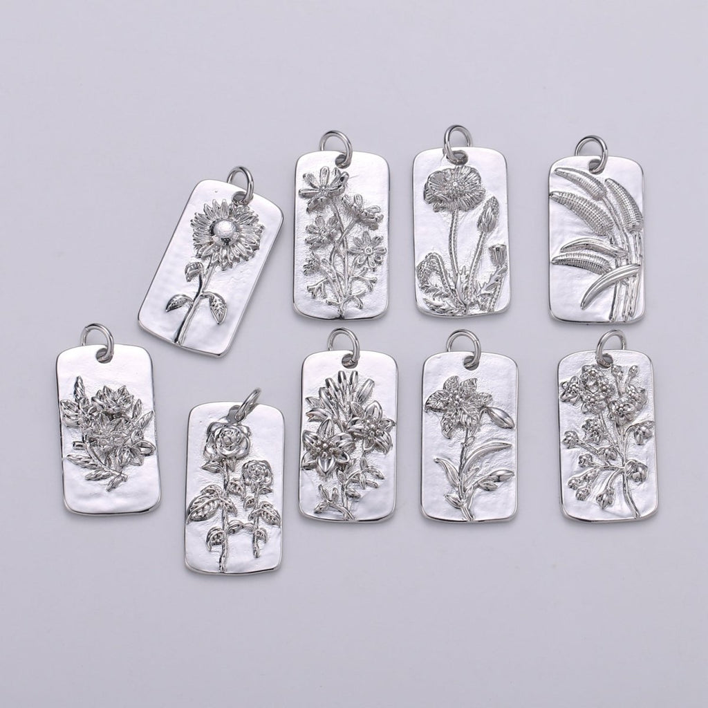 Silver Flower Charms, Wild Flower Pendant, Dainty Flower Charm, Small SunFlower Daisy, Hibiscus Charm for Necklace Floral Flower Jewelry D-844 TO D-852 - DLUXCA