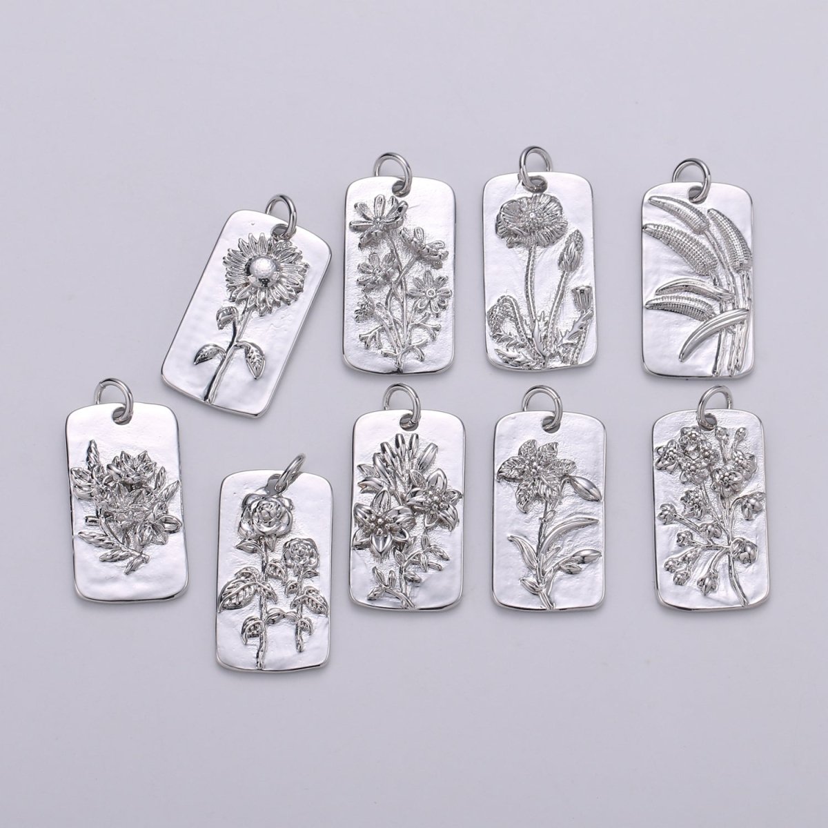 Silver Flower Charms, Wild Flower Pendant, Dainty Flower Charm, Small SunFlower Daisy, Hibiscus Charm for Necklace Floral Flower Jewelry D-844 TO D-852 - DLUXCA