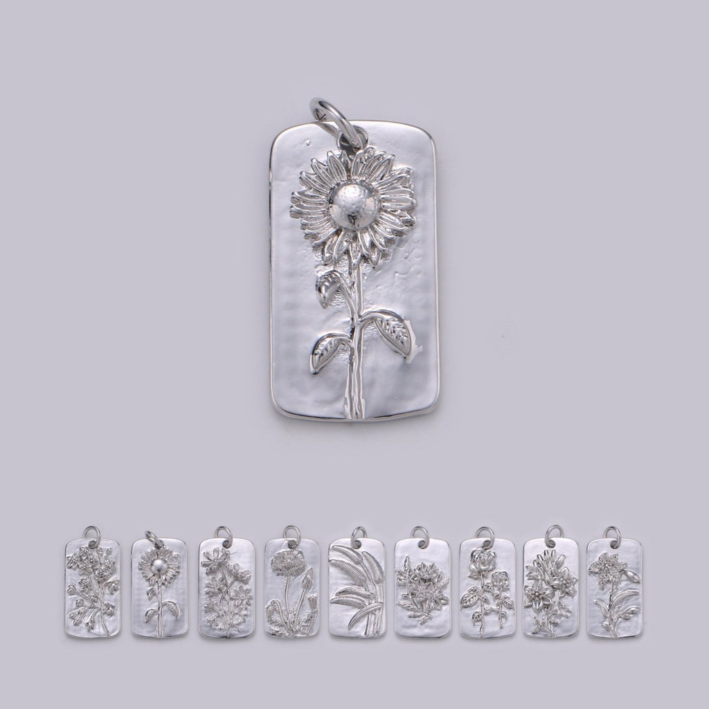 Silver Flower Charms, Wild Flower Pendant, Dainty Flower Charm, Small SunFlower Daisy, Hibiscus Charm for Necklace Floral Flower Jewelry D-844 TO D-852 - DLUXCA