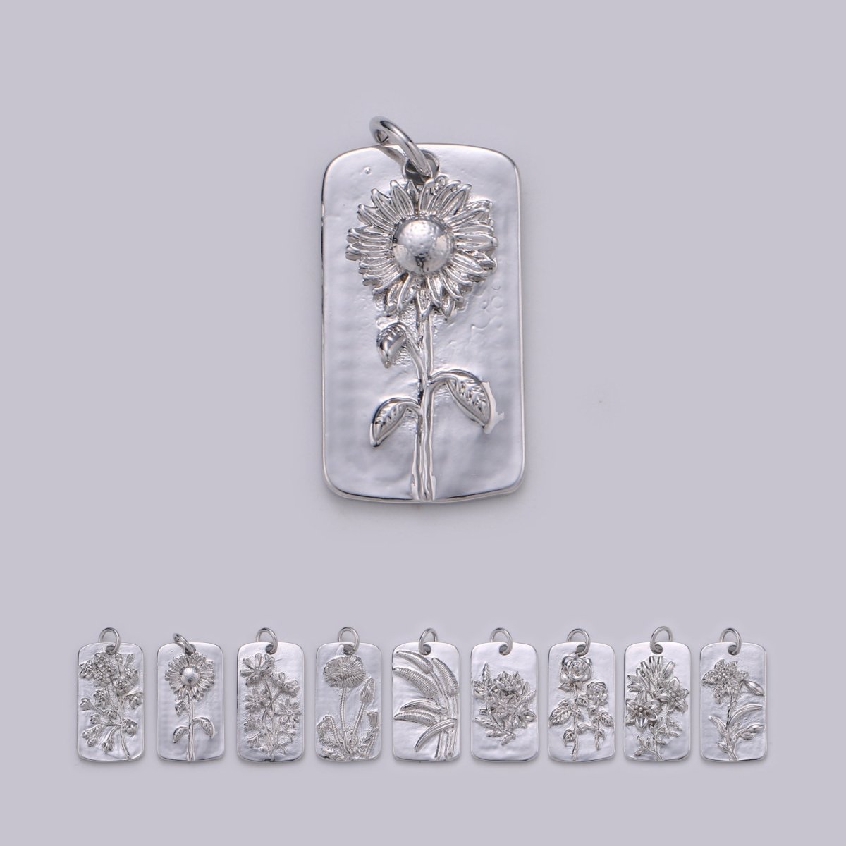 Silver Flower Charms, Wild Flower Pendant, Dainty Flower Charm, Small SunFlower Daisy, Hibiscus Charm for Necklace Floral Flower Jewelry D-844 TO D-852 - DLUXCA