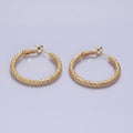 Silver, Gold 30mm Rhombus Textured Hinge Hoop Earrings | AB1094 AD792 - DLUXCA