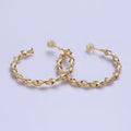 Silver, Gold 40mm Twisted Line Leaf Textured C-Shaped Hoop Earrings | AB851 AB887
