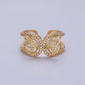 Silver, Gold Butterfly Mariposa Wings Micro Paved CZ Double Band Ring | O-1898 O-1899 - DLUXCA