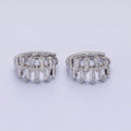 Silver, Gold Double Clear Baguette Lined 15mm Huggie Earrings | AB1091 AD789