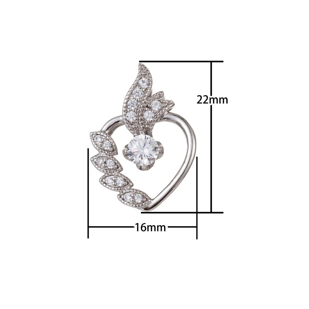 Silver Gold plated Crystal Heart Pendants I-478 - DLUXCA