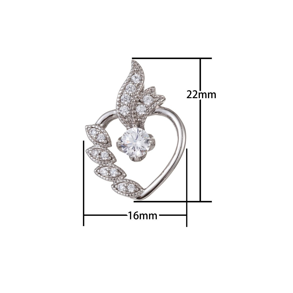 Silver Gold plated Crystal Heart Pendants I-478 - DLUXCA