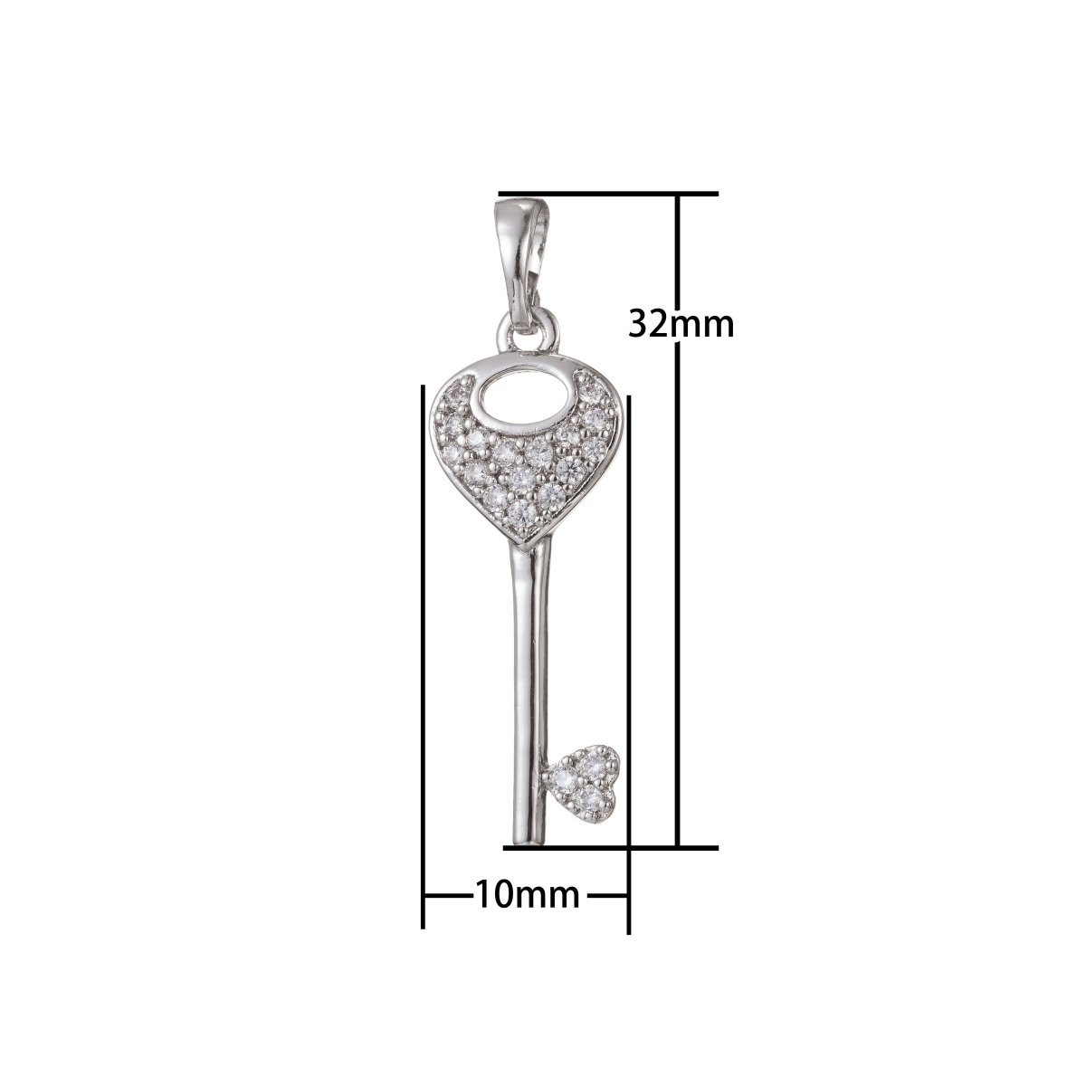 Silver Gold plated Crystal Key Pendant I-474 - DLUXCA