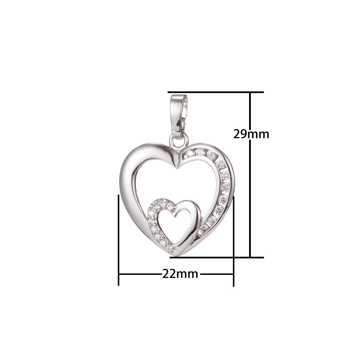 Silver Gold plated Double Heart Pendants I-476 - DLUXCA