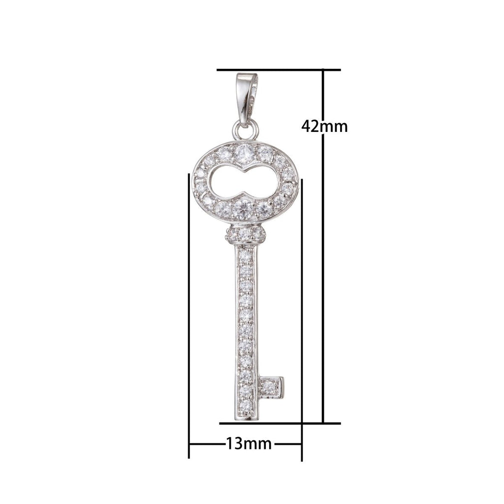 Silver Gold plated Key Pendants I-458 - DLUXCA