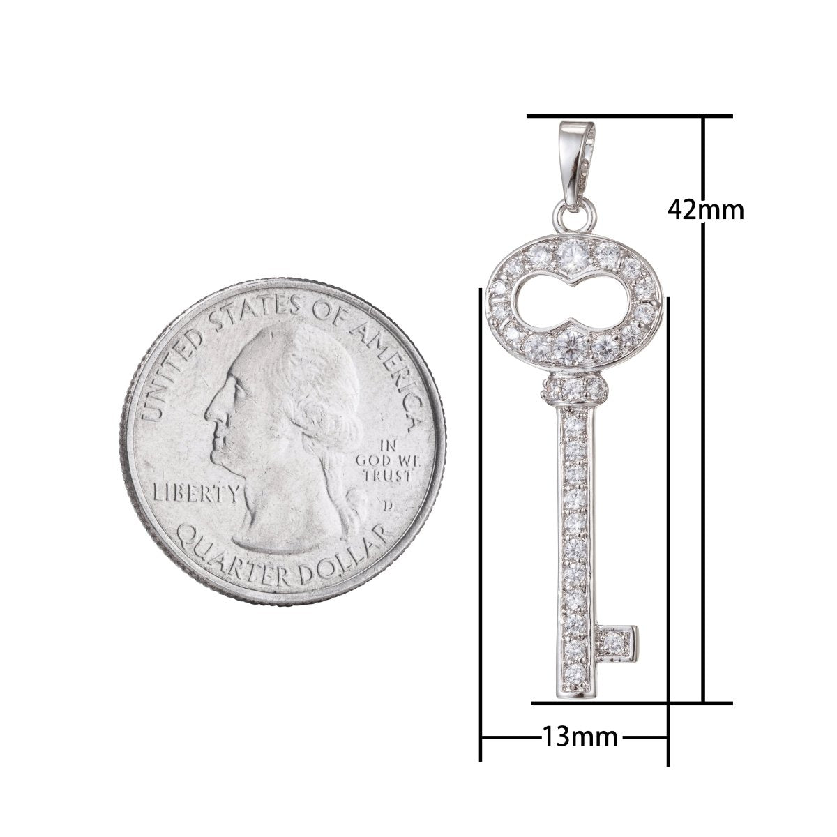 Silver Gold plated Key Pendants I-458 - DLUXCA