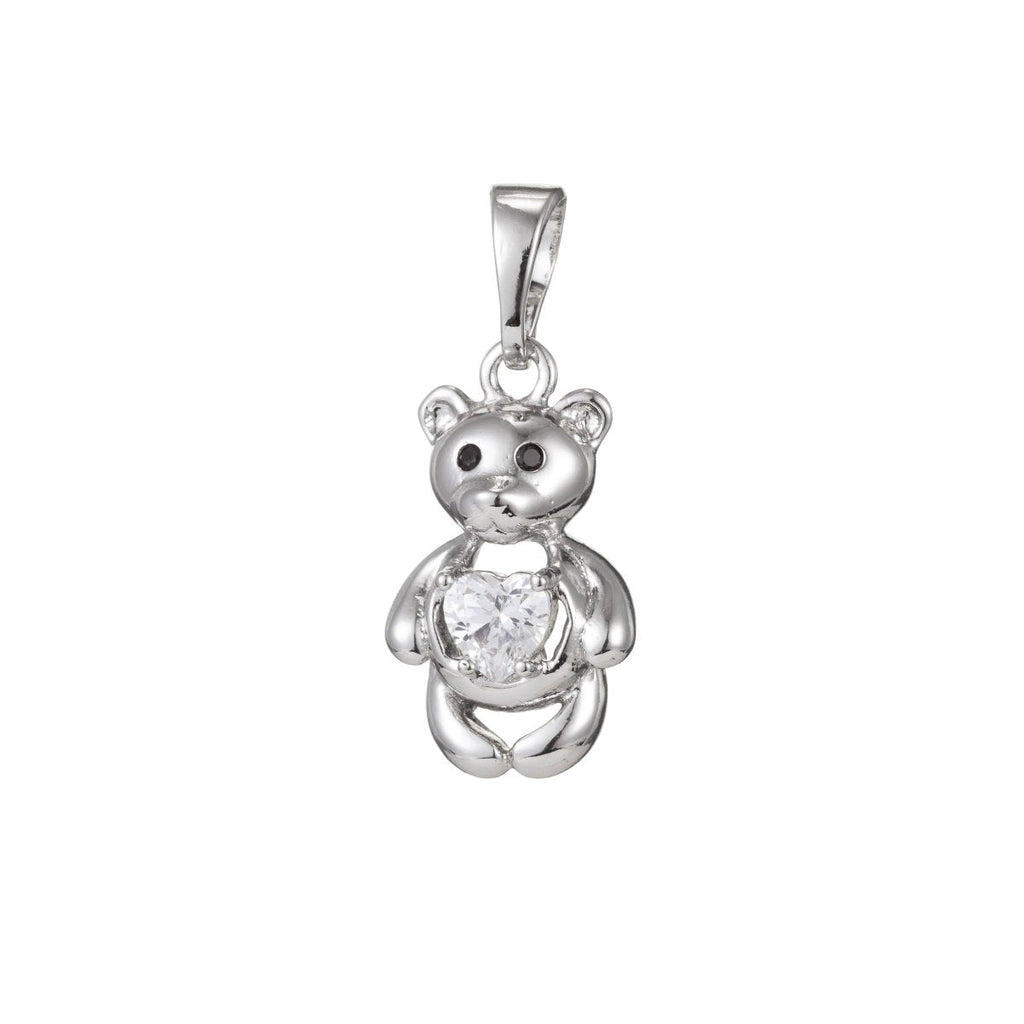 Silver Gold plated Teddy Bear Pendants I-461 - DLUXCA