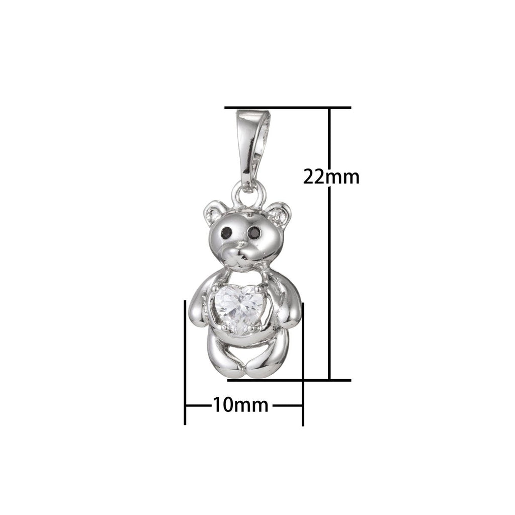 Silver Gold plated Teddy Bear Pendants I-461 - DLUXCA