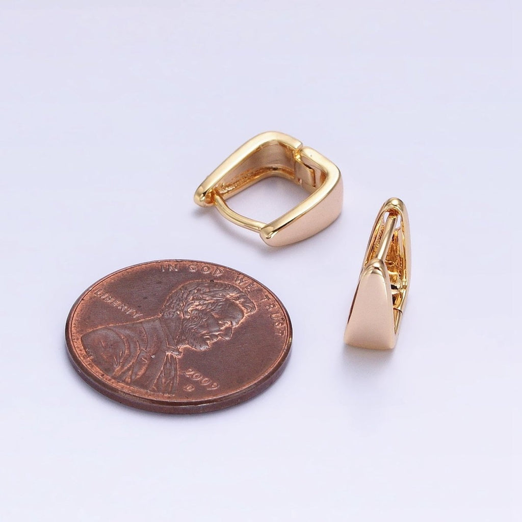 Silver, Gold Geometric Square Triangle 10mm Cartilage Huggie Earrings | AB965 AB966