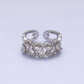 Silver, Gold Micro Paved Clear CZ Rounded Bubble Double Band Ring | O-1888 O-1889