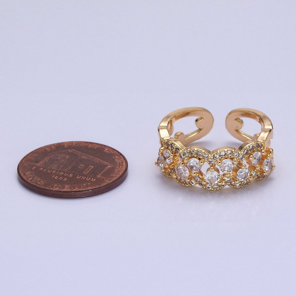 Silver, Gold Micro Paved Clear CZ Rounded Bubble Double Band Ring | O-1888 O-1889