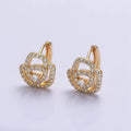Silver, Gold Micro Paved CZ Rose Flower 13mm Cartilage Huggie Earrings | AB898 AB910 - DLUXCA