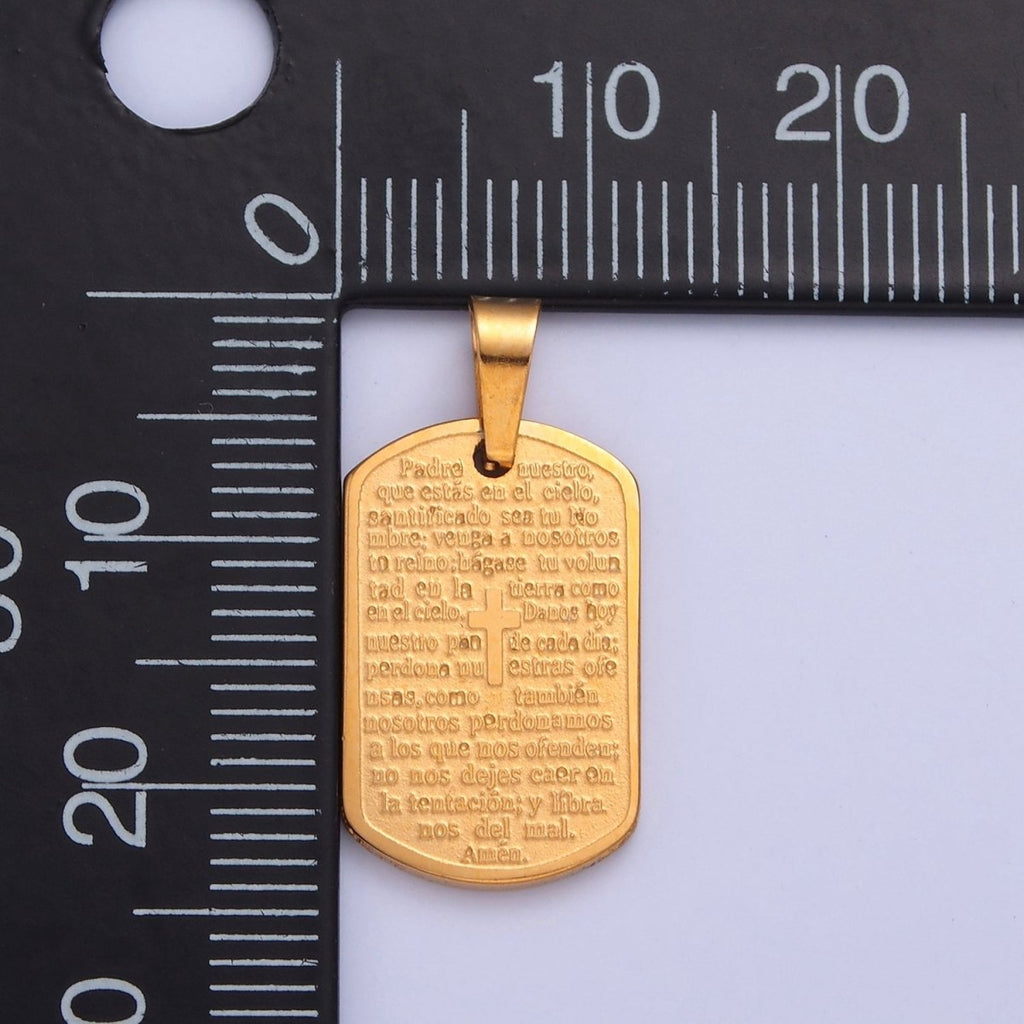 Silver / Gold Our Father Prayer Necklace Pendant Padre Nuestro Medal Spanish First Communion Gift For Girl Man I-354 I-396 - DLUXCA