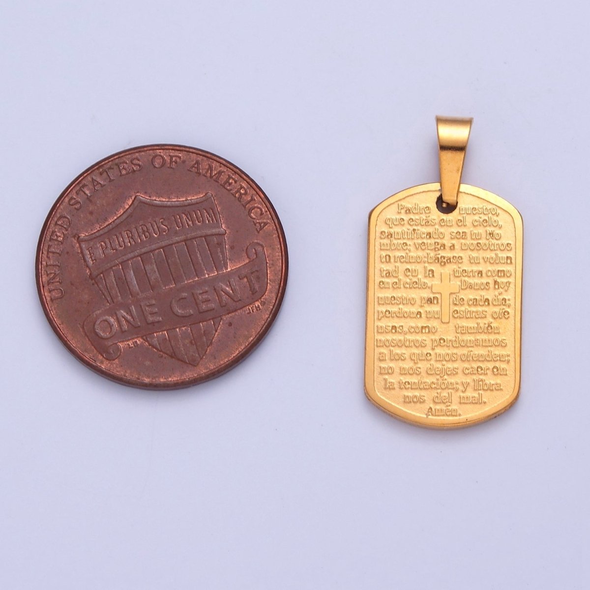 Silver / Gold Our Father Prayer Necklace Pendant Padre Nuestro Medal Spanish First Communion Gift For Girl Man I-354 I-396 - DLUXCA