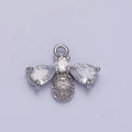 Silver, Gold Queen Bumble Bee Teardrop CZ Wings Micro Paved Insect Charm | AC247 AC249