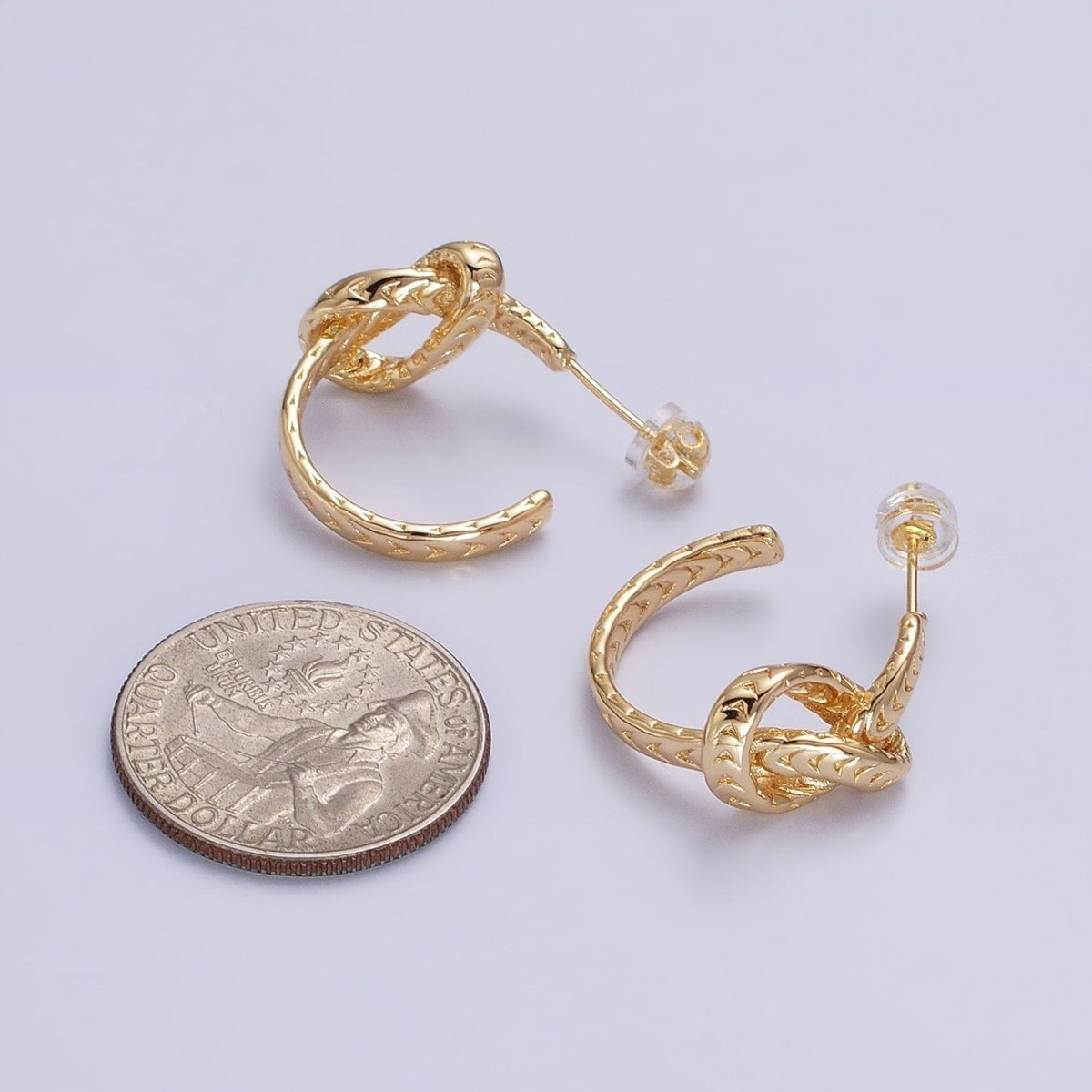 Silver Knot Hoop Earrings • Gold Tie The Knot Hoops • Love Knot Hoops AB604 AB605