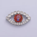 Silver Micropave CZ Red Evil Eye Lucky Charm Protection Amulet DIY Cubic Zirconia Bracelet Charm Bead Finding Connector For Jewelry Making B-181 - DLUXCA