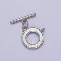 Silver Open Round Shell Pearl Open Loop Toggle Clasps Jewelry Closure Supply | Z-062 - DLUXCA