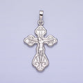 Silver Ornate Crucifix Pendant Catholic Cross Charm Religious Jewelry Making AA239 - DLUXCA