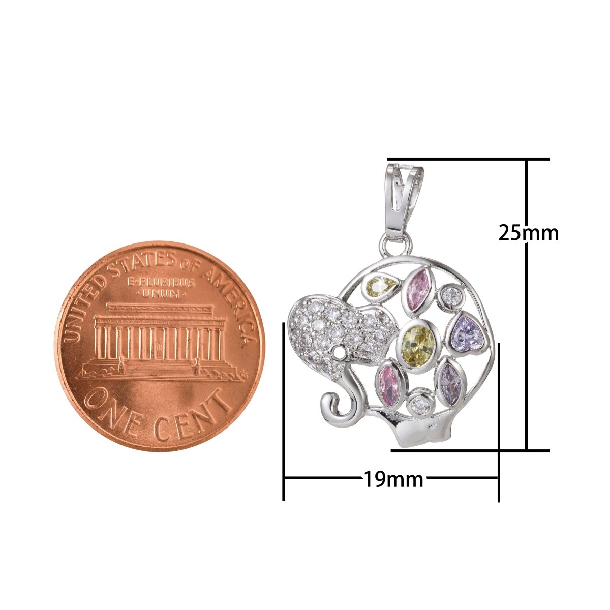 Silver Rainbow Gold plated Elephant Pendants I-460 - DLUXCA