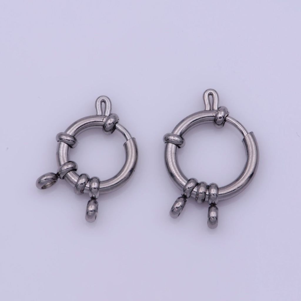 Silver Sailor Clasp, Large Spring Ring Include Loops 22mm, 24mm, Necklace Bracelet Finding L-551 L-552 - DLUXCA