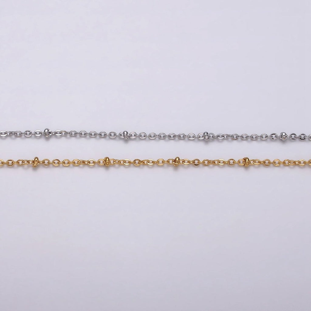 Silver Satellite chain 1.6mm Unfinished chain by Yard Beads Cable Chain | ROLL-1328 Clearance Pricing