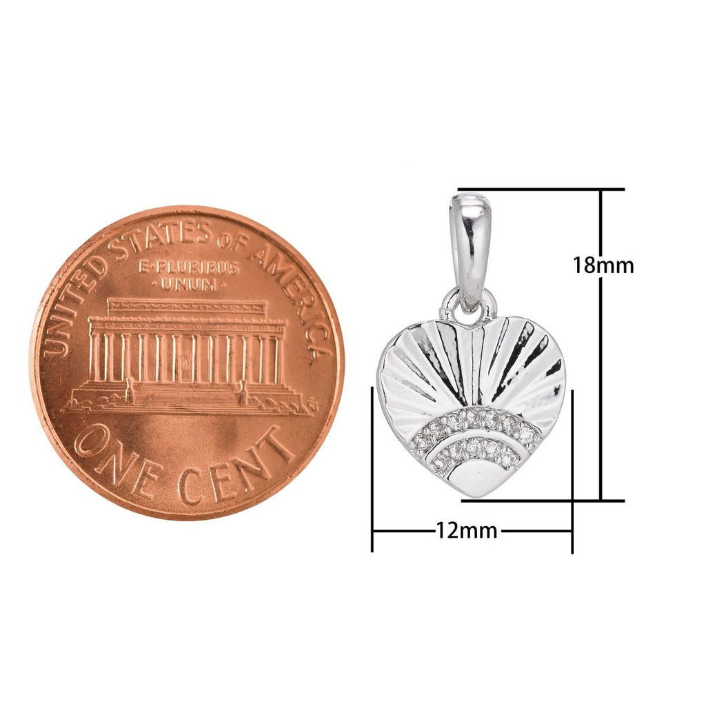 Silver Stainless Steel Cubic Zirconia SImple Lovely Love Heart Charm Pendant Bails Findings for Earring Necklace Jewelry Making Supplies J-401 - DLUXCA