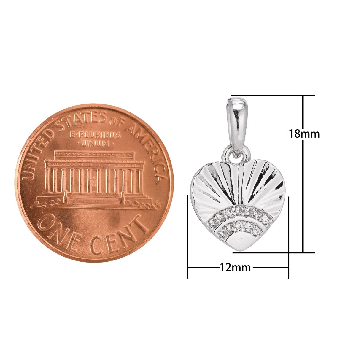 Silver Stainless Steel Cubic Zirconia SImple Lovely Love Heart Charm Pendant Bails Findings for Earring Necklace Jewelry Making Supplies J-401 - DLUXCA