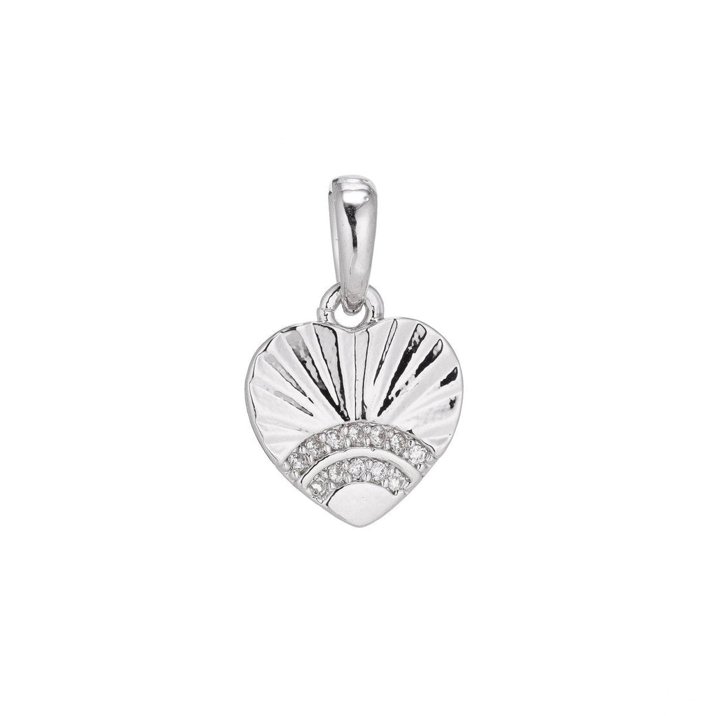 Silver Stainless Steel Cubic Zirconia SImple Lovely Love Heart Charm Pendant Bails Findings for Earring Necklace Jewelry Making Supplies J-401 - DLUXCA