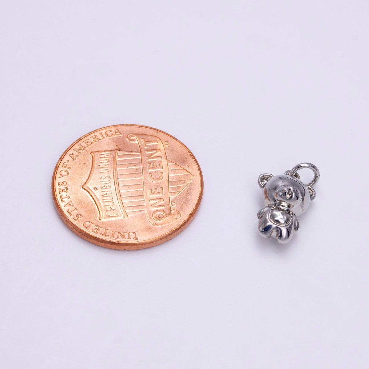 Silver Standing Smiling Teddy Bear Animal Mini Add-On Charm | AC1455 - DLUXCA